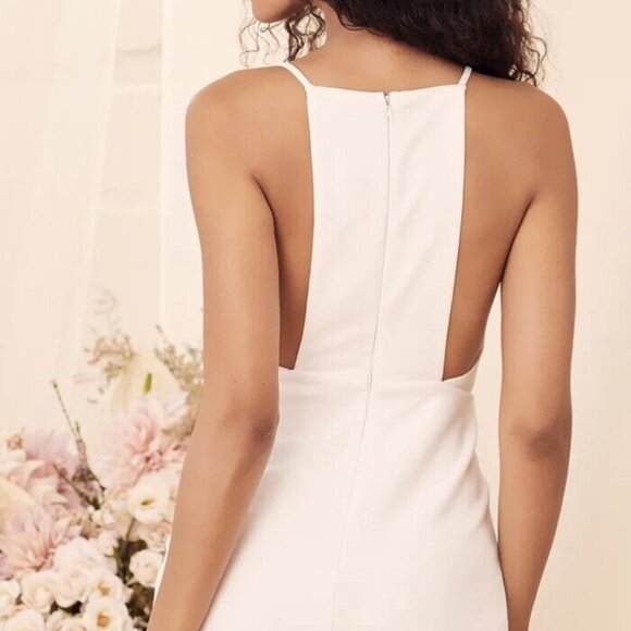 Lulus V Neck Bodycon Mini Dress White Womens Medium Came Here to Party Cocktail - Picture 3 of 16